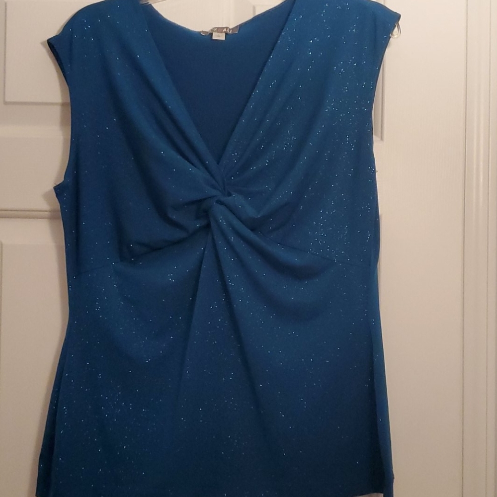 Womans Teal Sparkle sleeveless blouse